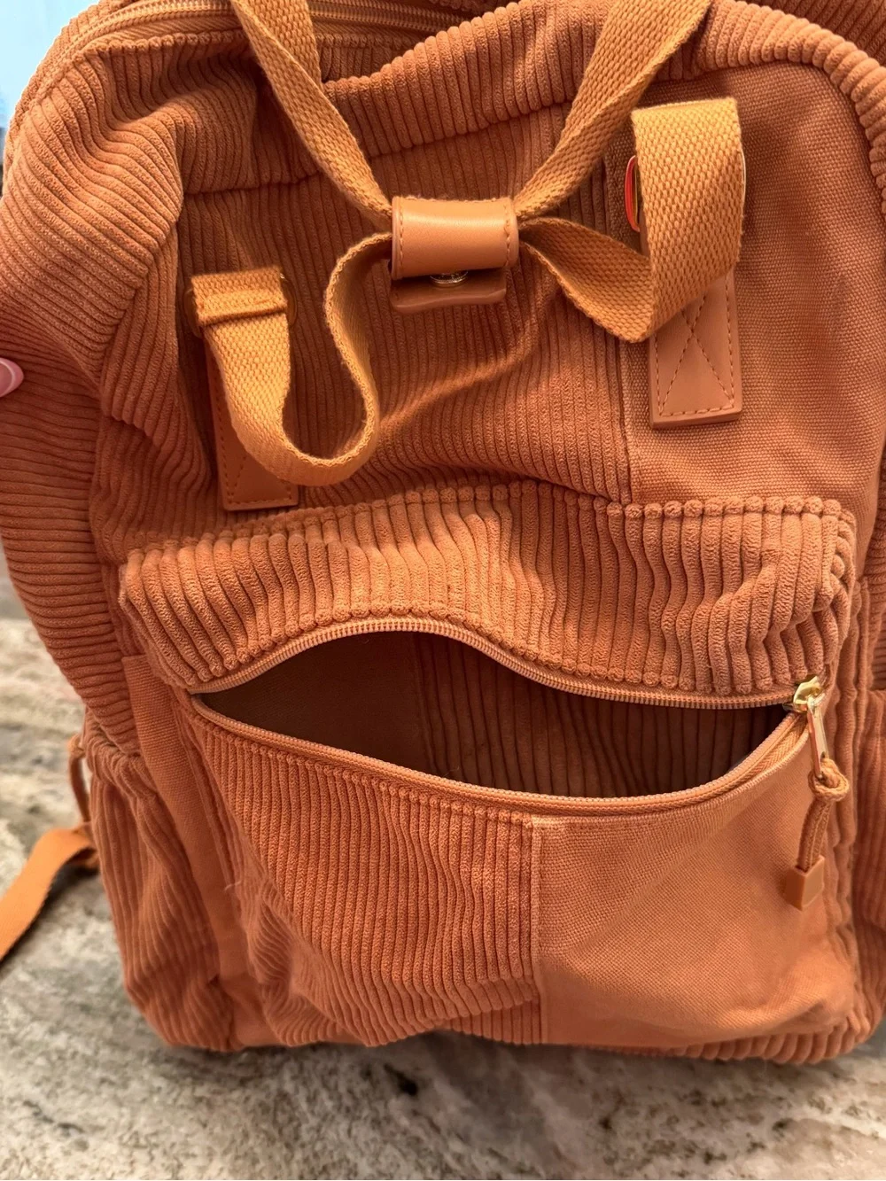 Wild Fable Rust Corduroy Backpack | Burnt Orange Laptop School Travel Bag